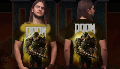 Футболки с полной запечаткой: doom 2 герой